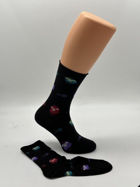Socken mit Schafen und Rollbund Art.18440